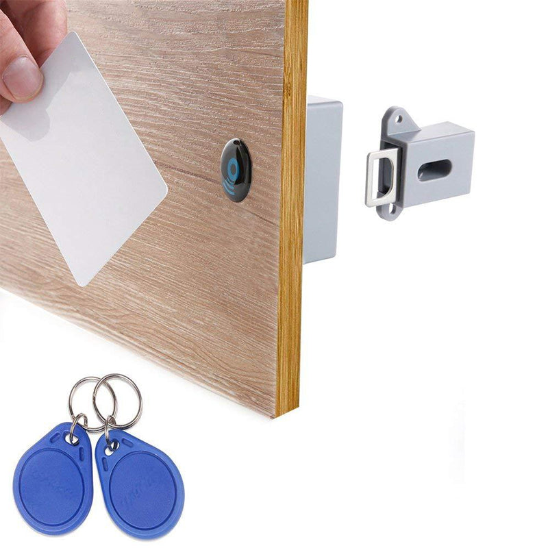 "Elektronisk skåplucka med smart RFID-lås, modern design i grått, svart eller vitt för säkra förvaringslösningar."