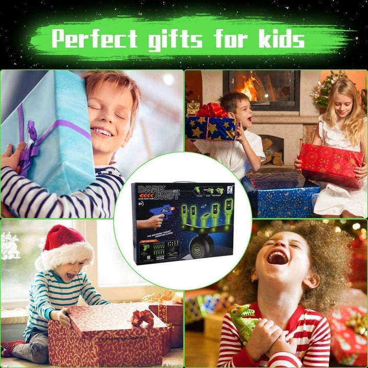 Rolig barnleksak: Elektronisk skumpistol med svävande mål. Idealisk present för lekfulla skjutspel, inomhus- & utomhusbruk.