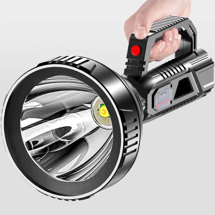 "Elektronisk superljus LED-ficklampa med vattentät design och tre ljuslägen, perfekt för nödsituationer och äventyr."