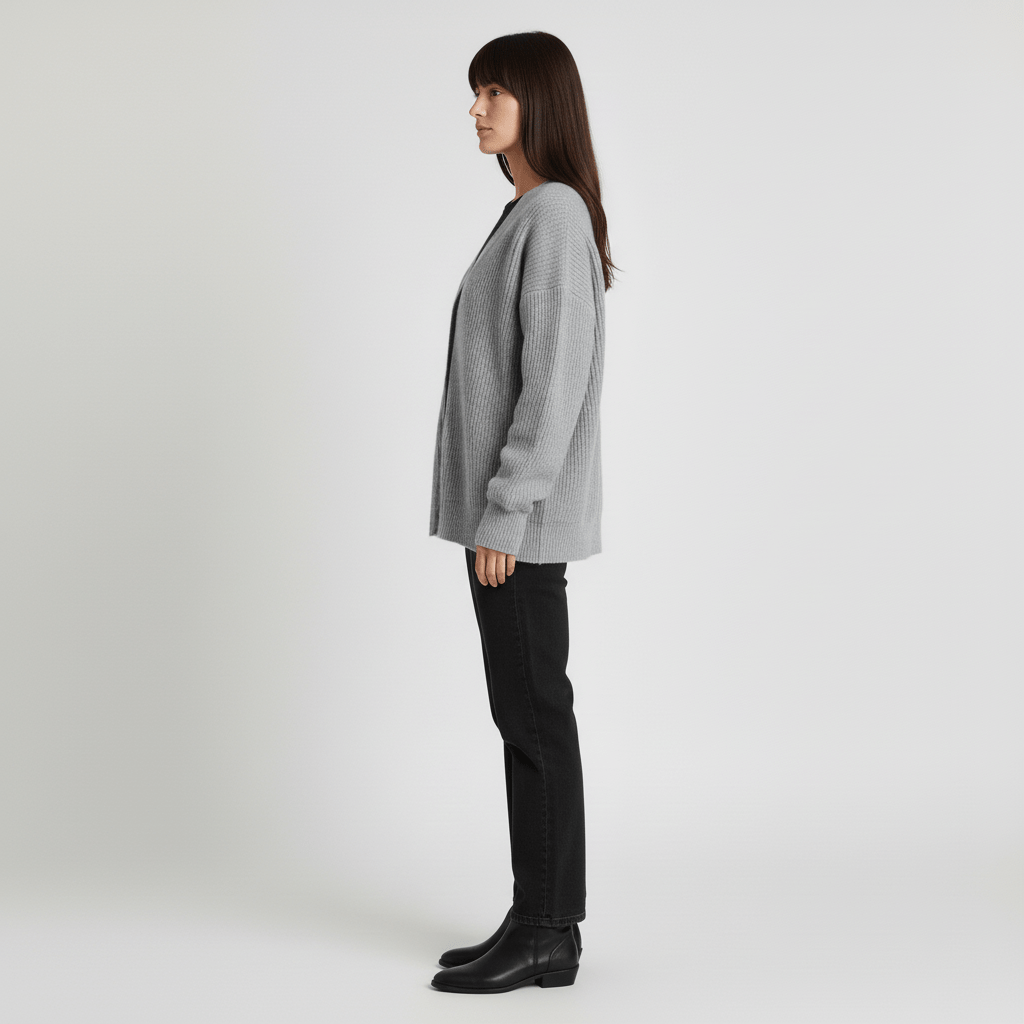 Varm och elegant höstkofta för kvinnor, Hannah cardigan med knappar för vintermode.