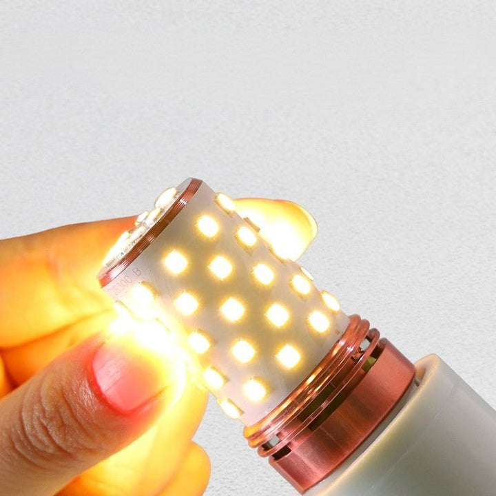 "Energibesparande LED-lampa med 360° ljusvinkel, utomhusbelysning, hög hållbarhet, energieffektivitet, varmt och vitt ljus."