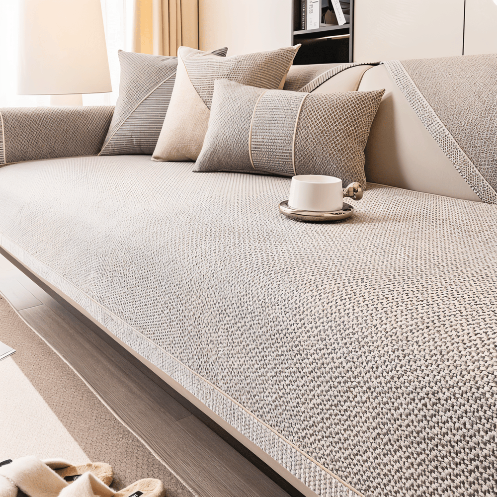 Uppgradera vardagsrummet med enfärgat sofföverdrag i polyester. Elegant, halkfri design för modern inredning.