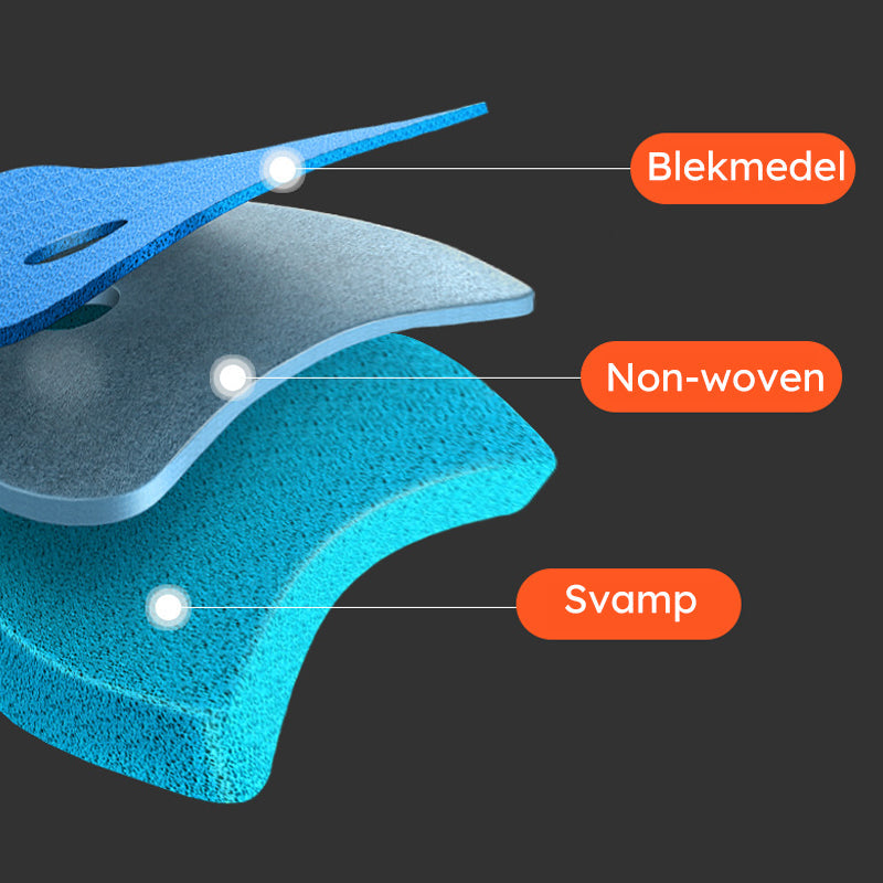 "Engångstoalettrengöringssystem med havsdofter, svartvit stav med rengöringshuvud i ljusare nyanser, klar för användning."