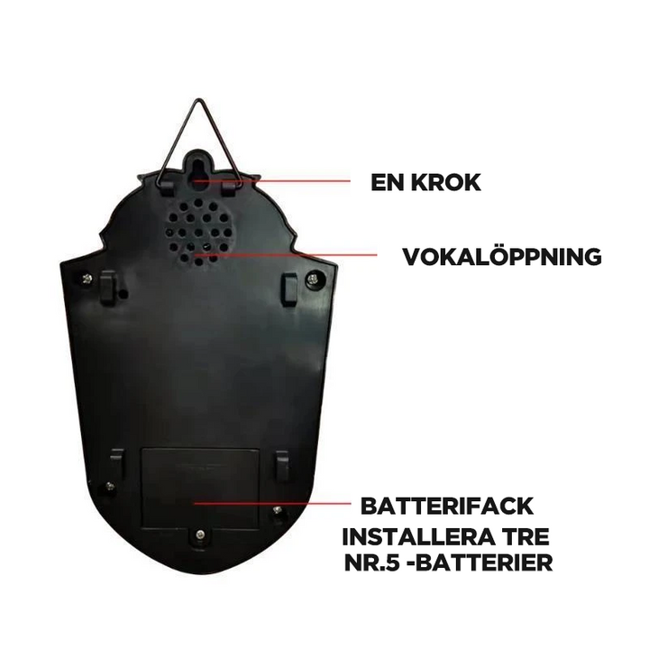 "Enögd dörrklocka i form av skrämmande öga med ljuseffekter, grå och svart plast, perfekt för Halloween-dekoration."