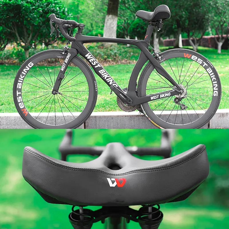 Vadderad cykelsadel för elcykel och mountainbike, med ergonomisk design för bättre komfort under cykling.