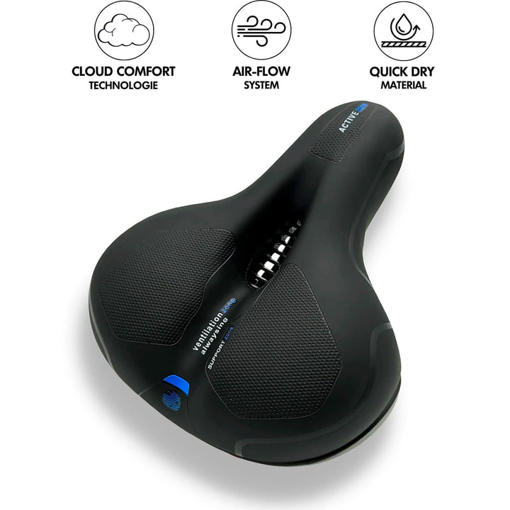 Ergonomisk och andningsbar sadel för dam & herr, ökad komfort vid daglig cykling och sport.
