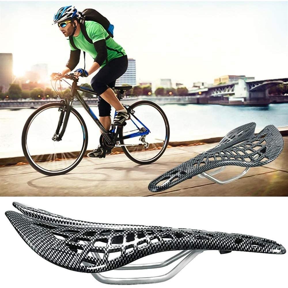 "Ergonomisk cykelsadel med fjädring i svart, med ventilerad och aerodynamisk design för optimal komfort och prestanda."