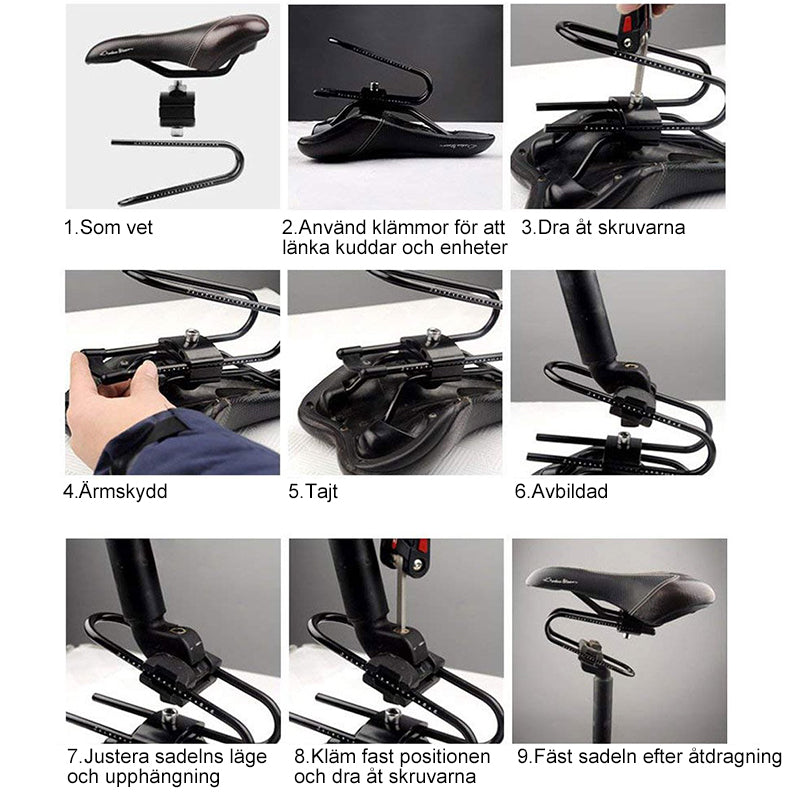 "Ergonomisk cykelsadel stötdämpare som ger komfort och hälsosam åktur, dämpar vibrationer för lång cykelturer, lättinstallati