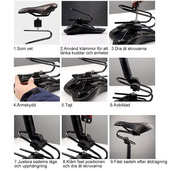 "Ergonomisk cykelsadel stötdämpare som ger komfort och hälsosam åktur, dämpar vibrationer för lång cykelturer, lättinstallati