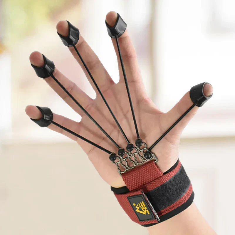 "Ergonomisk fingertränare i strömlinjeformad design för styrka och flexibilitetsträning av fingrar och handleder."