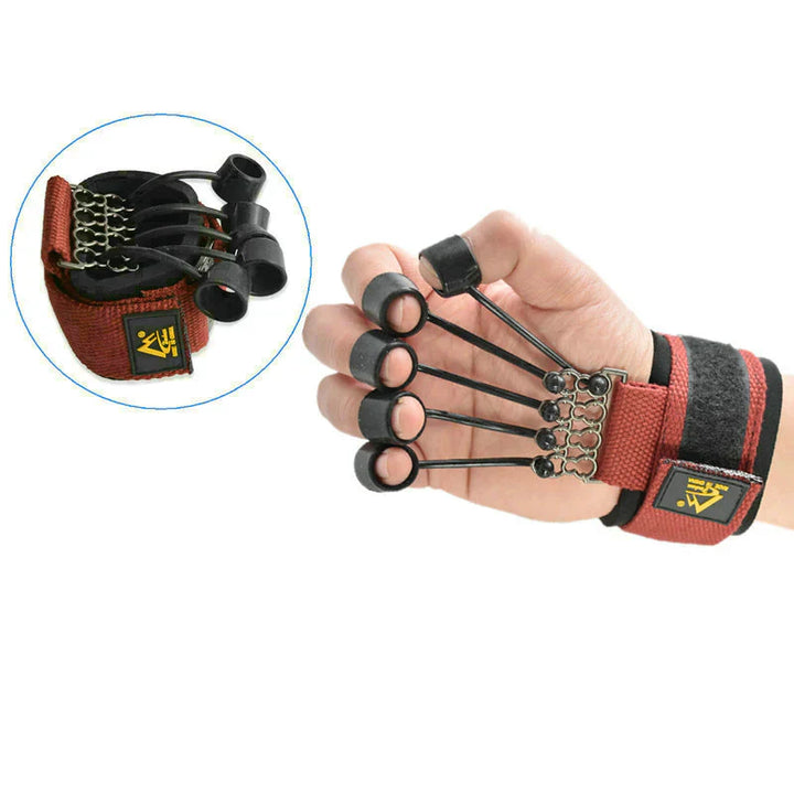 "Ergonomisk fingertränare i strömlinjeformad design för styrka och flexibilitetsträning av fingrar och handleder."