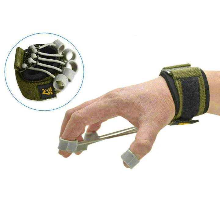 "Ergonomisk fingertränare i strömlinjeformad design för styrka och flexibilitetsträning av fingrar och handleder."