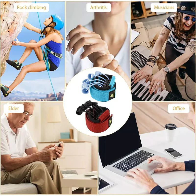 "Ergonomisk fingertränare i strömlinjeformad design för styrka och flexibilitetsträning av fingrar och handleder."