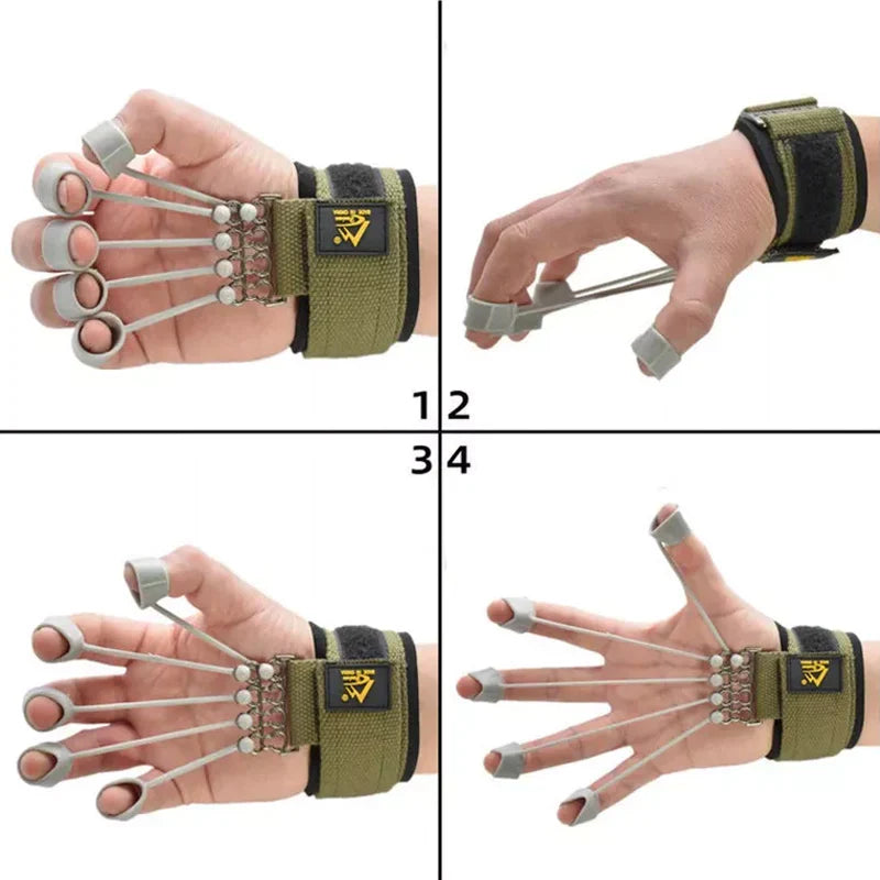 "Ergonomisk fingertränare i strömlinjeformad design för styrka och flexibilitetsträning av fingrar och handleder."