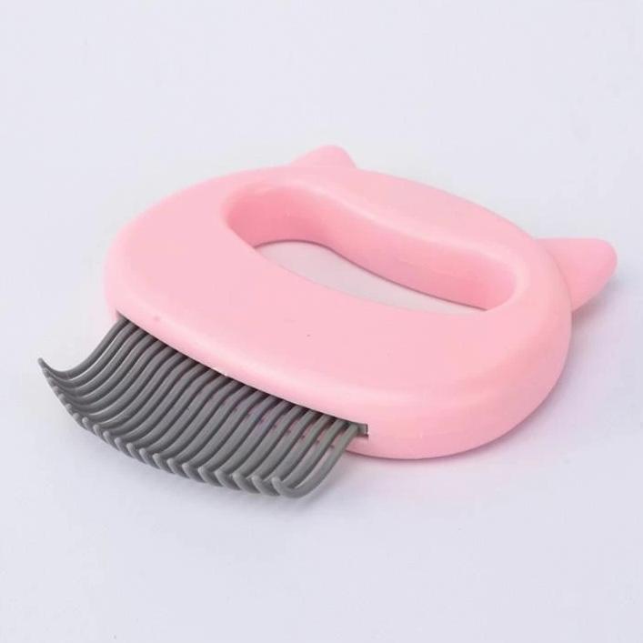 Ergonomisk kattkam för massage och borstning i blå, grön, rosa. Förbättrar pälsens glans och minskar stress.