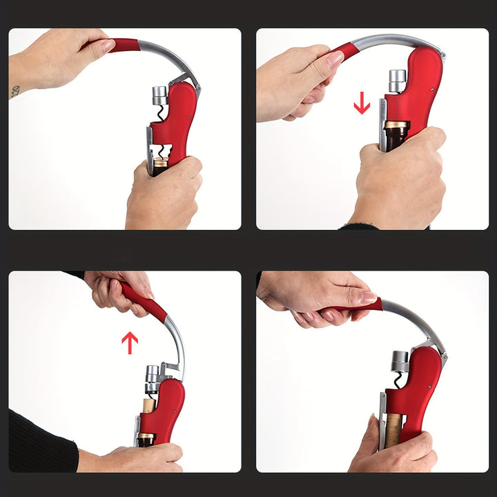 Svart, ergonomisk vinöppnare som öppnar vinflaskor säkert och utan ansträngning. För kök och hemmabar.
