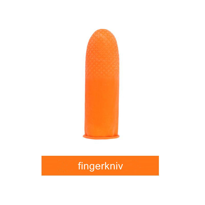 "Ergonomisk orange fingerkniv med rostfritt stålblad för effektiv grönsaksskörd i trädgården."