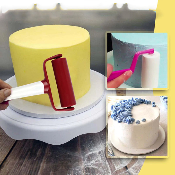 "Ergonomisk tårtglasyr-finisher i vitt, designad för jämna ytor. Perfekt för dekorering av bakverk i hemmakök."