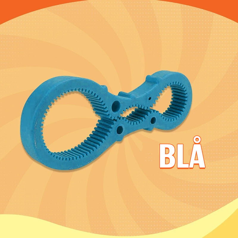 "Ergonomisk Twist Burköppnare i hållbar PVC med justerbart grepp, visar burköppnare i blå, grön och röd."