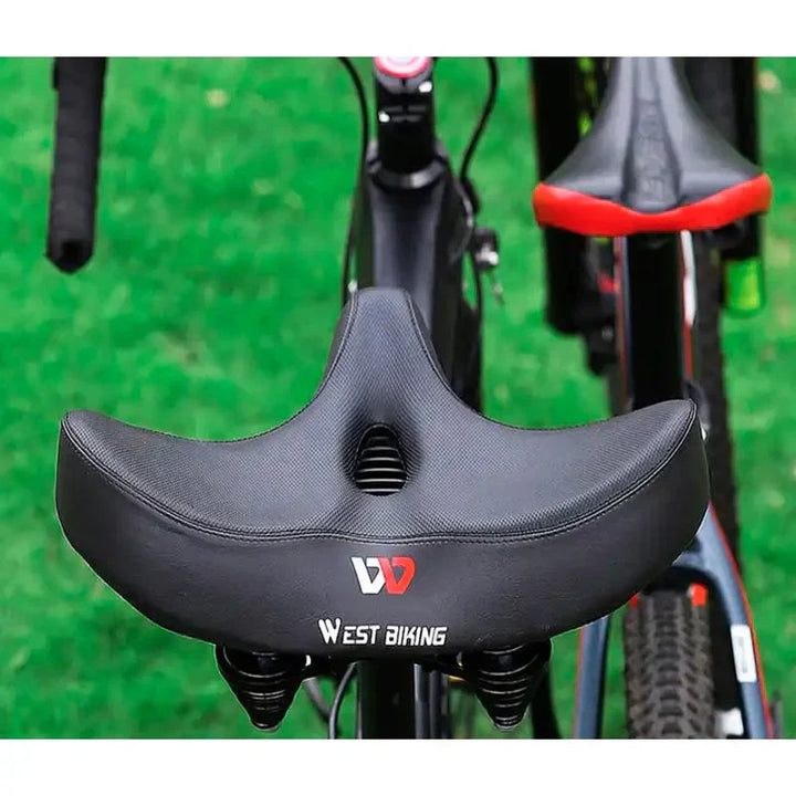 Cykeltillbehör: Komfortabel unisex cykelsadel, extra bred med stötdämpande egenskaper.