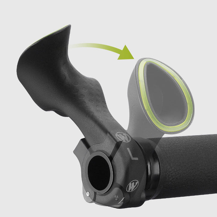 "Ergonomiska svarta cykelhandtag med säker O-form, perfekt för smärtfri cykling och enkel montering."