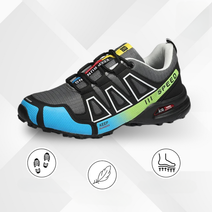 Stilrena unisex promenadskor för trekking, med stötdämpande sula och robust design för terräng.