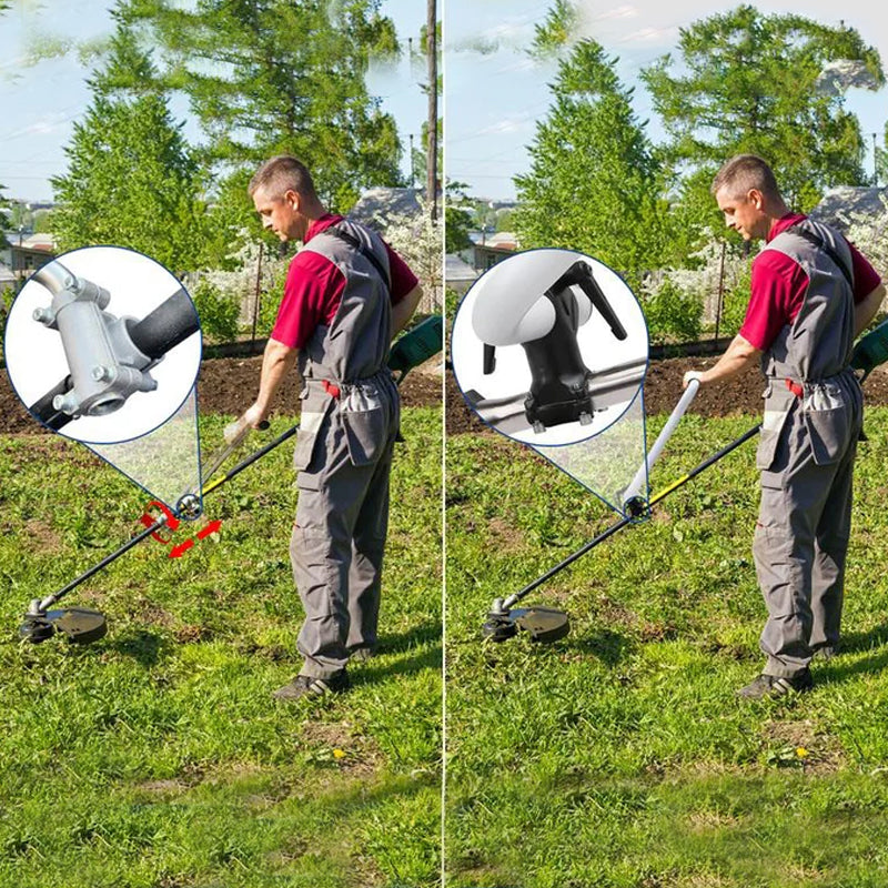"Ergonomiskt aluminiumhandtag för ogräsrensare, silverfärgat, formad för komfort och precision, lätt och hållbart."