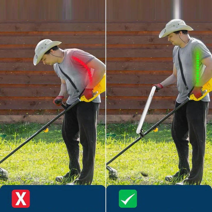 "Ergonomiskt aluminiumhandtag för ogräsrensare, silverfärgat, formad för komfort och precision, lätt och hållbart."