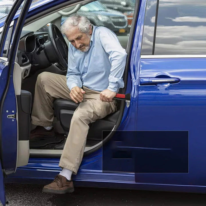 "Ergonomiskt bilhandtag, robust aluminiumlegering, orange och blå för enkel in- och urstigning, säker bilaccessoar."