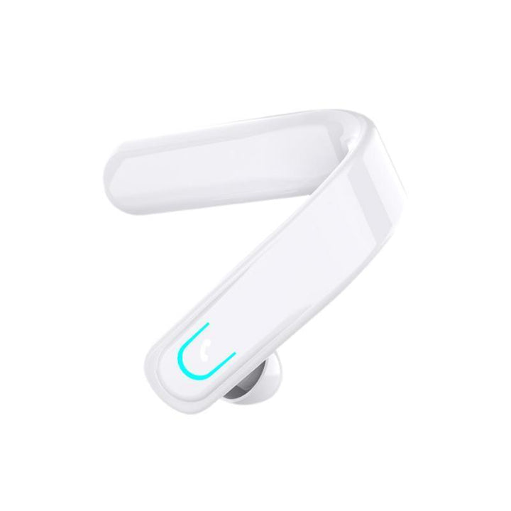 "Ergonomiskt Bluetooth-headset för sport, sitter säkert bakom örat, perfekt för träning och utomhusaktiviteter."