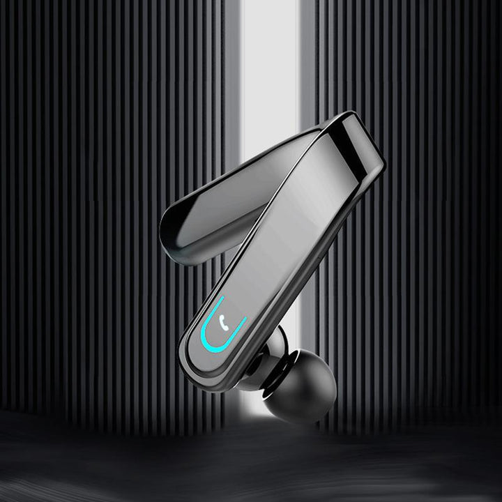 "Ergonomiskt Bluetooth-headset för sport, sitter säkert bakom örat, perfekt för träning och utomhusaktiviteter."