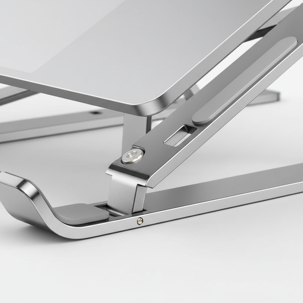 Portabelt & justerbart laptopställ i svart, perfekt kontorstillbehör för flexibelt arbete & bättre ergonomi.