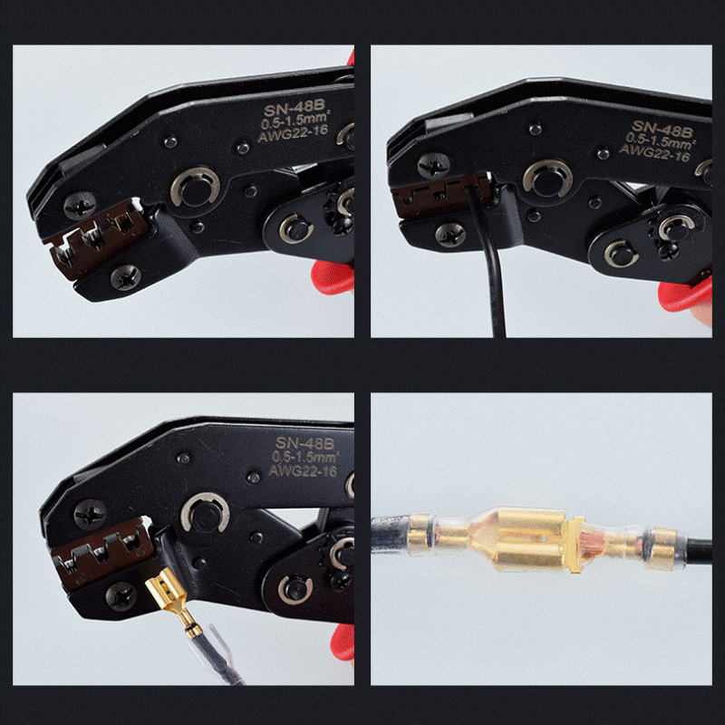 "Ergonomiskt krimpverktygssats för män, robust högkvalitativt stål, inkluderar 450 trådanslutningar och ändhylsor."