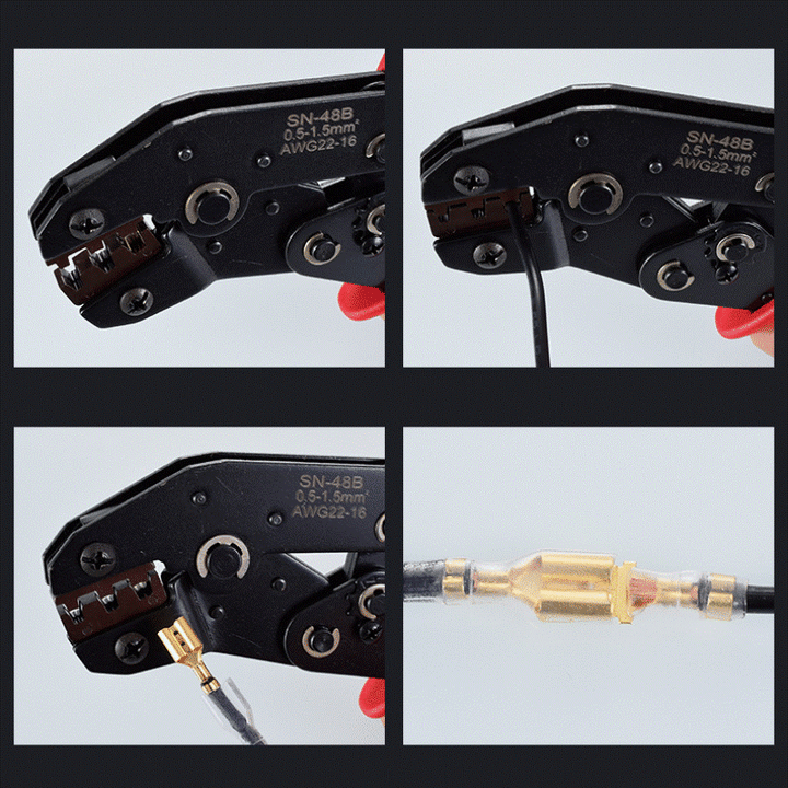 "Ergonomiskt krimpverktygssats för män, robust högkvalitativt stål, inkluderar 450 trådanslutningar och ändhylsor."