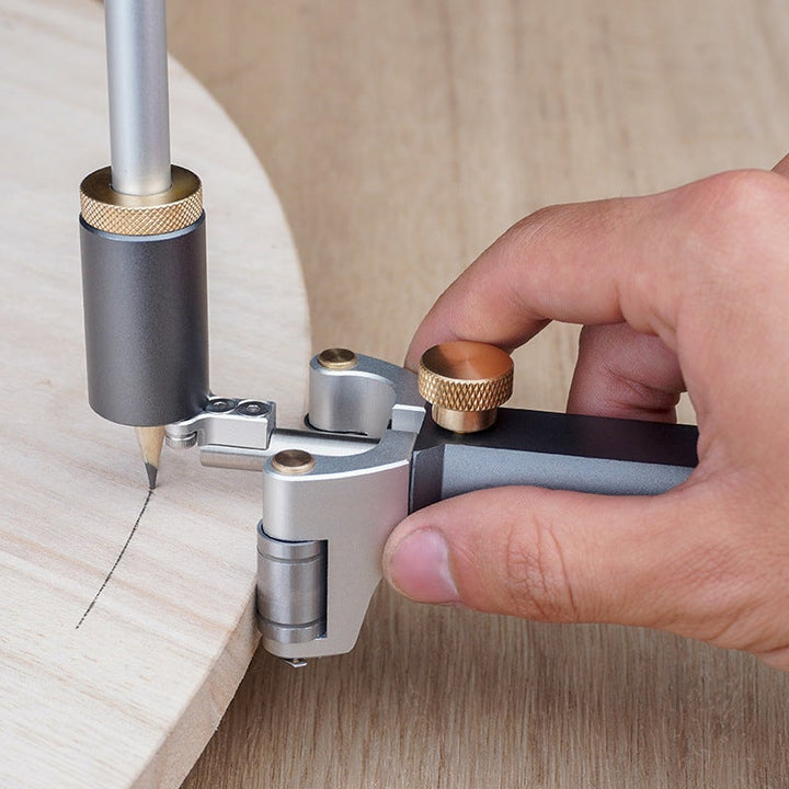 "Ergonomiskt träbearbetningsverktyg med rostfri stålrulle, aluminiumlegering, skala, linjära och cirkulära funktioner"