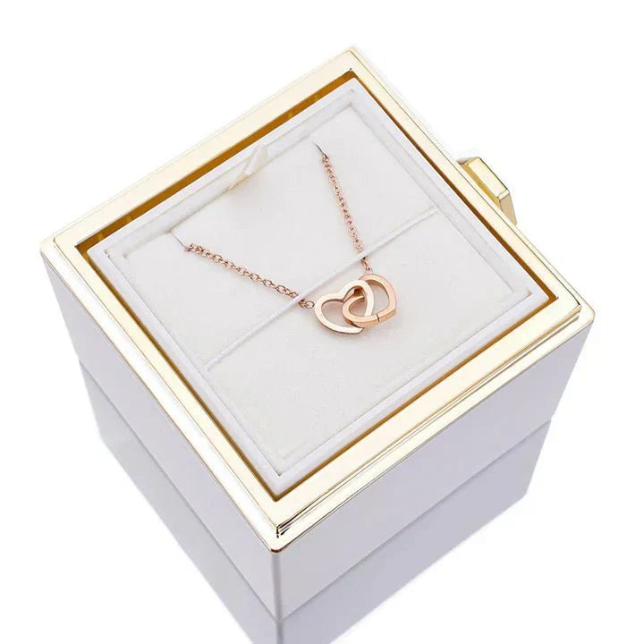 Jubileumsgåva: Evig ros & personligt halsband i guld. Tidlös skönhet till henne.