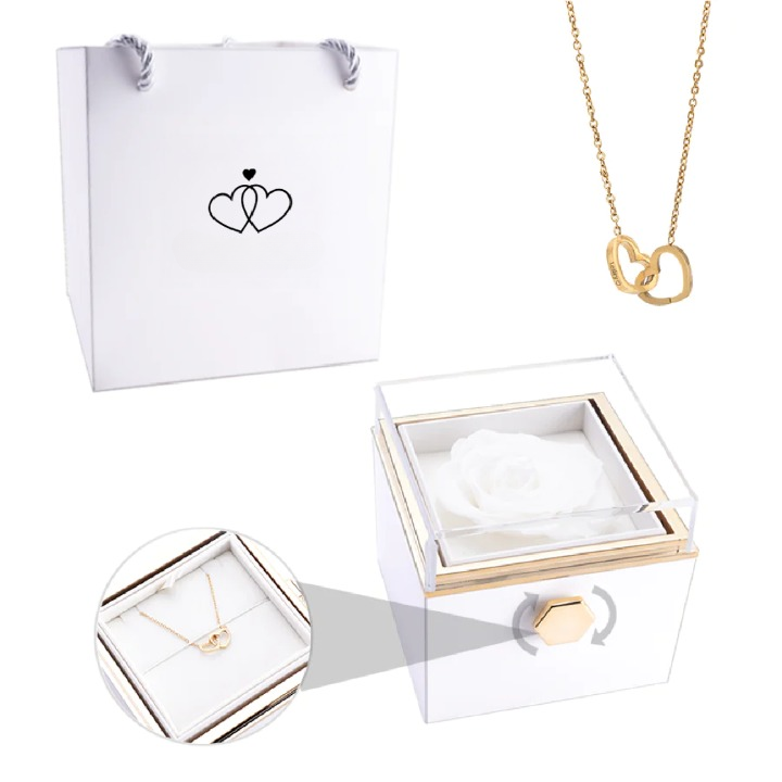 Evig ros gåvoset med personligt halsband i roséguld. Lyxig & personlig present.