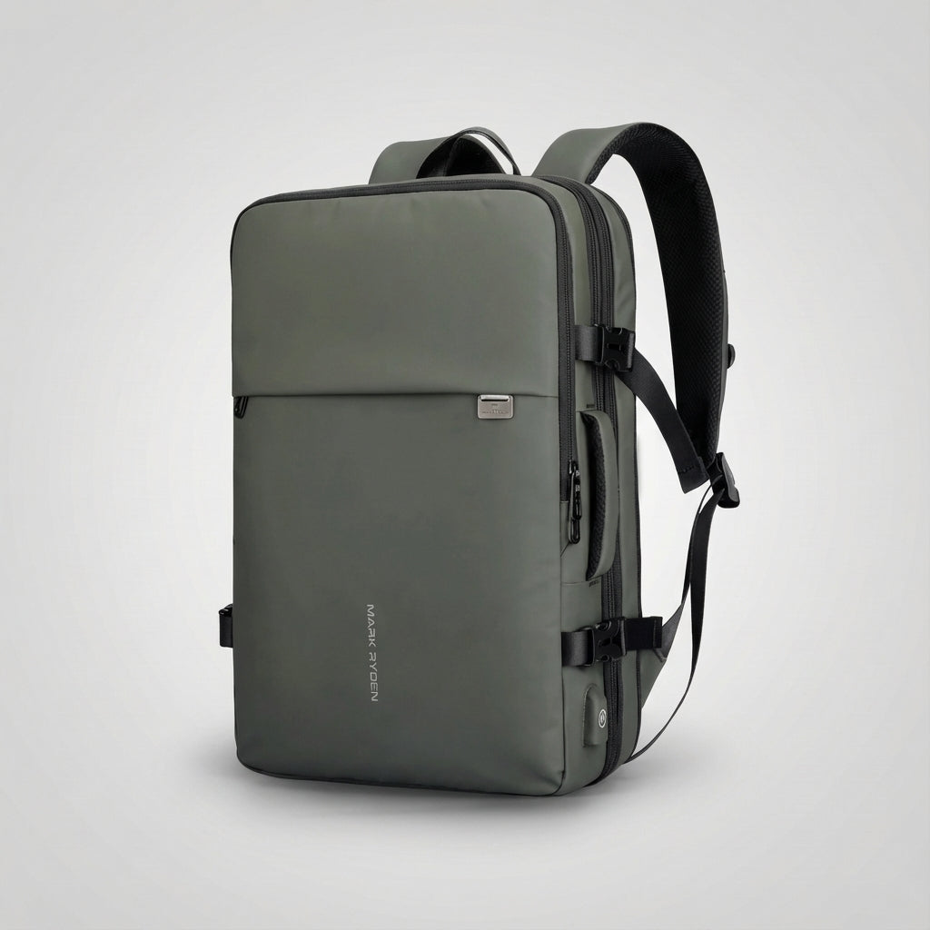 Safepackr expanderbar reseryggsäck, vattentät & smart. Perfekt som unisex handbagage med laptopfack.