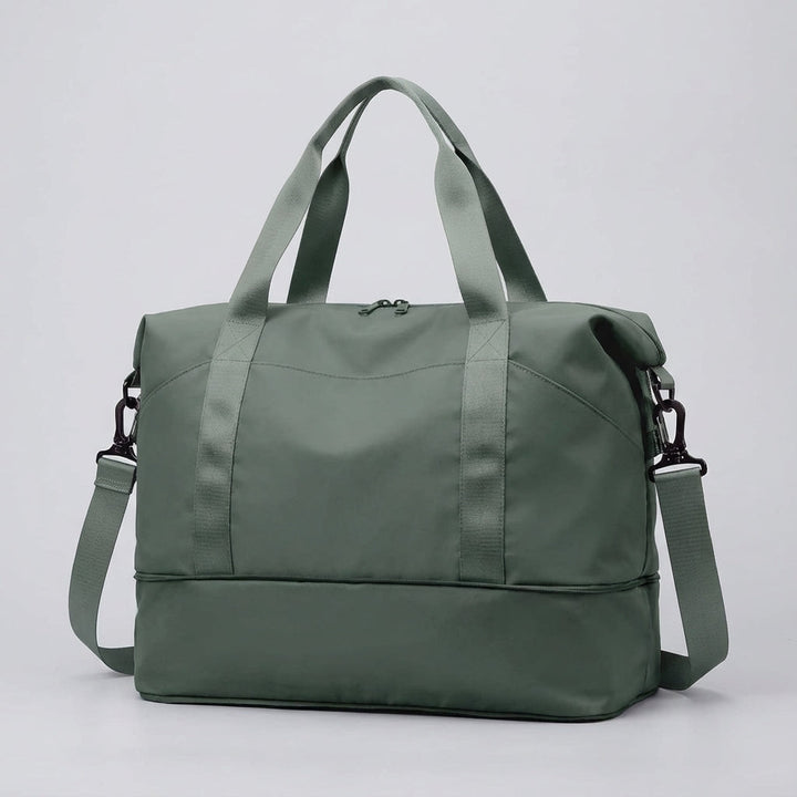 Kompakt TravelNest reseväska som smidigt blir ditt handbagage. Expanderbar duffelväska för flyget.