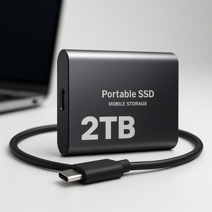 Extern SSD 2TB med USB-C för ultrasnabb dataöverföring. Kompakt bärbar lagring för PC/Mac.