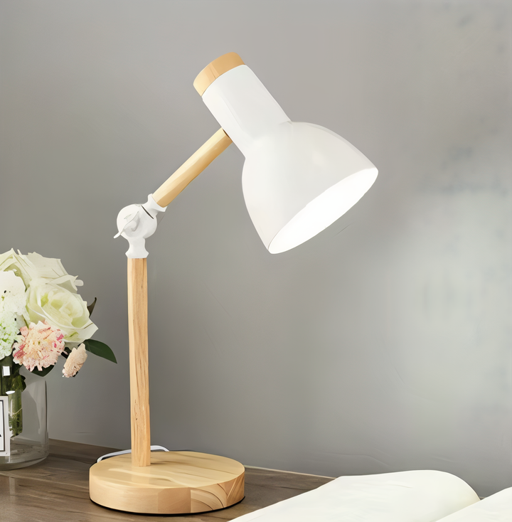 Designlampa: Macaron LED-bordslampa i trä, färgglad och justerbar för inredning.