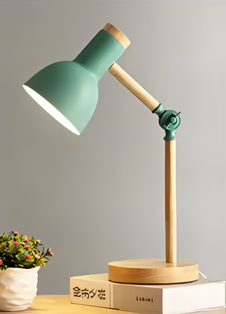 Modern justerbar läslampa: Färgglad Macaron LED-bordslampa av trä.