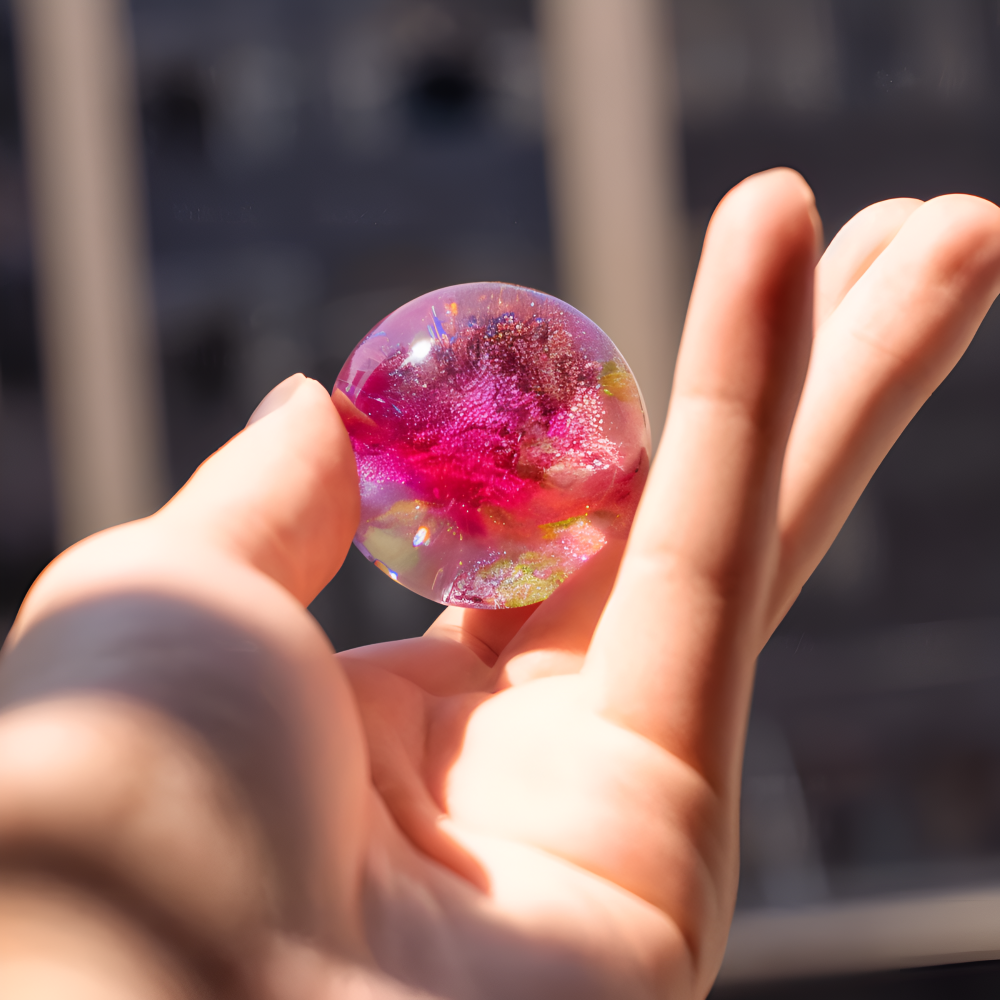 Dekorativ LED stämningsbelysning med glaskulor som förhöjer vardagsrummets moderna heminredning.