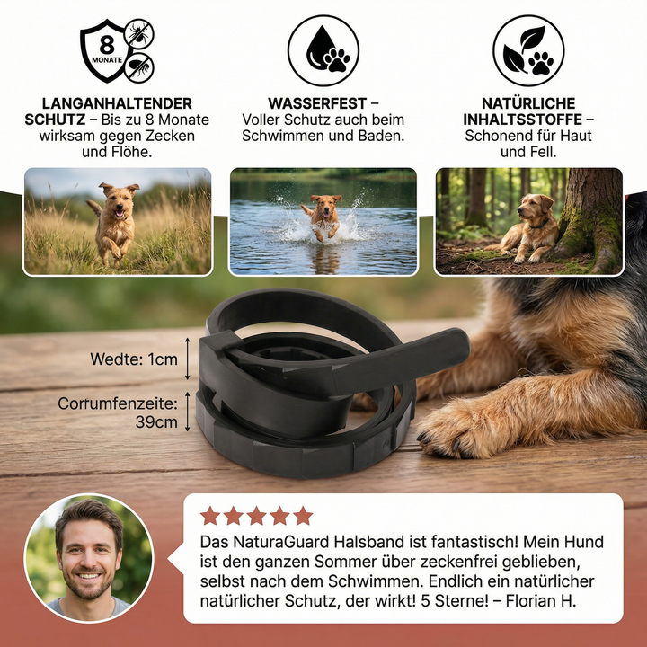 Hundhalsband mot fästingar. Vattentåligt, naturligt loppskydd för din hunds trygghet. Långvarigt & säkert.