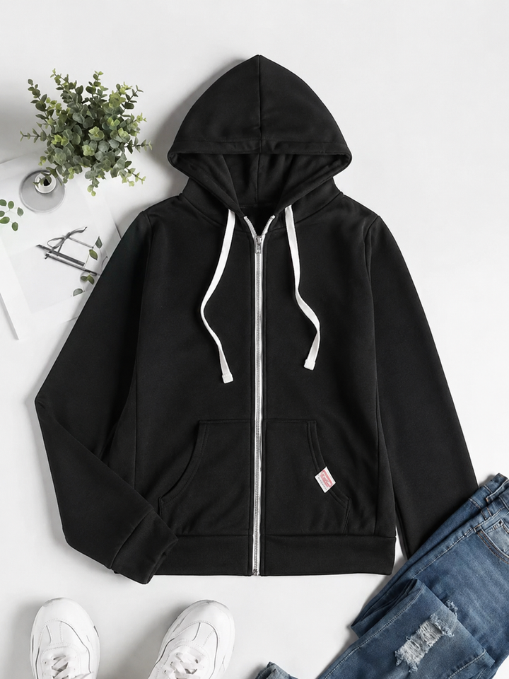 Damer Zip-Up Hoodie Avslappnad Passform Flera Färger