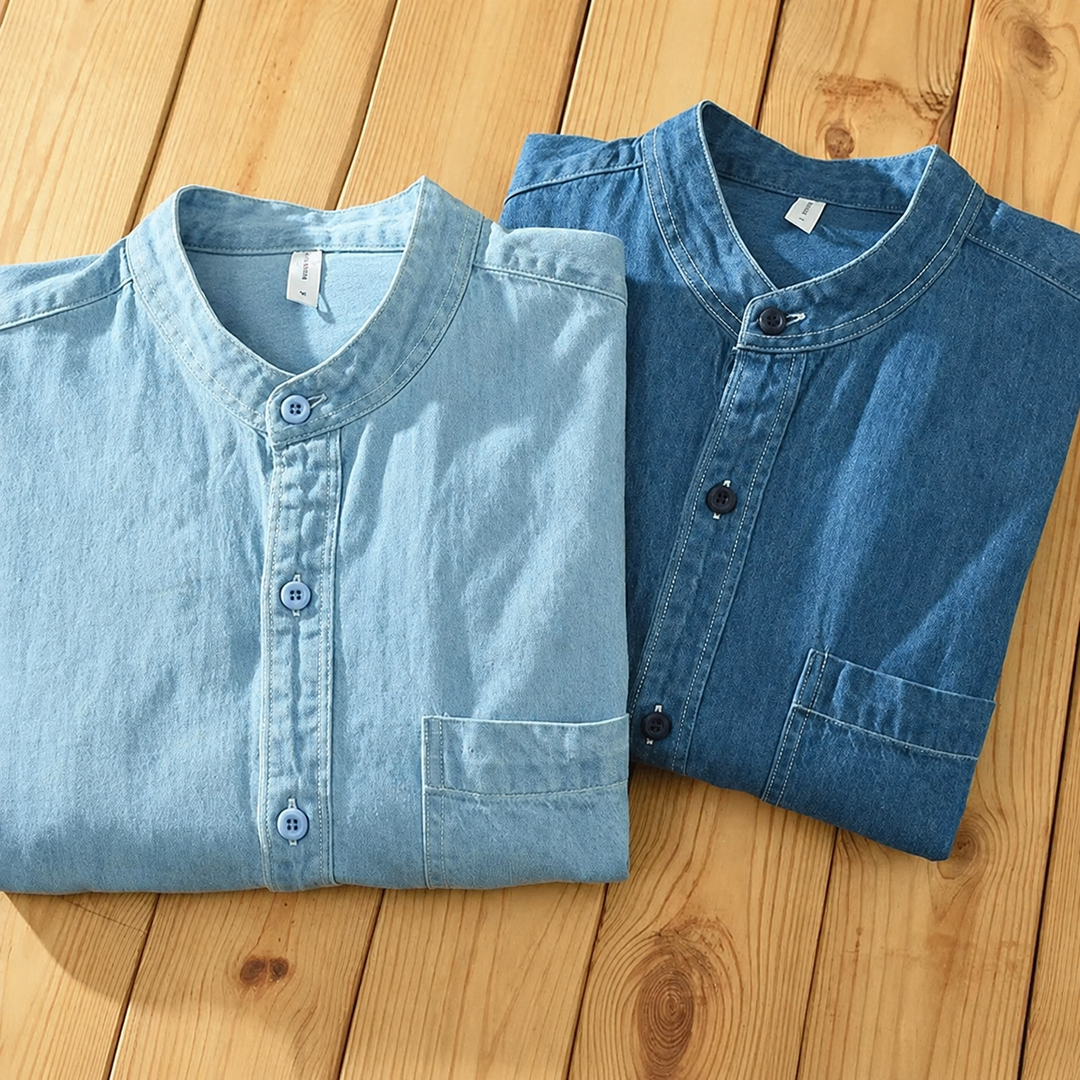 Herr Jeansskjorta i Denim med Lång Ärm