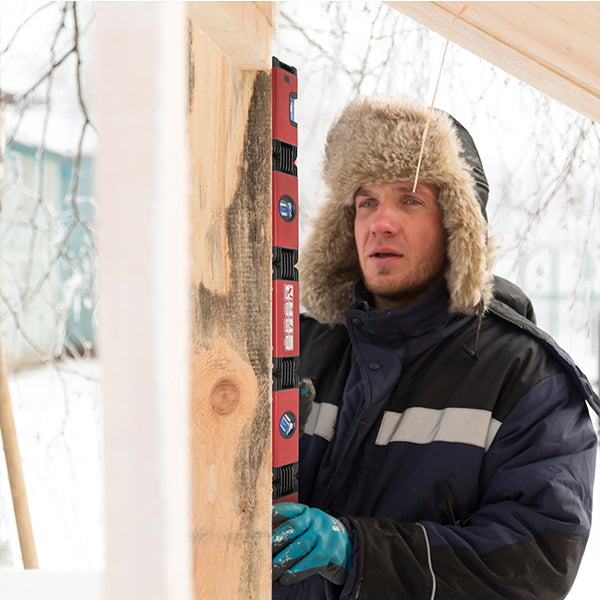 Fällbar aluminium nivå för precis mätning, kompakt design, robust, trefaldig mätning 45°, 90°, och 180°. Perfekt för DIY.