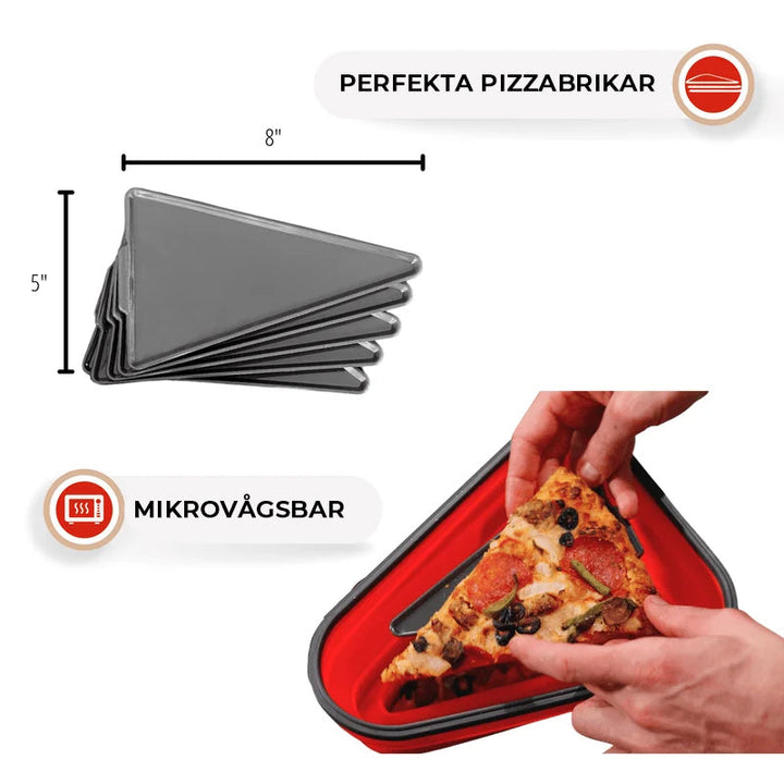 "Fällbar lufttät pizzabehållare i silikon, blå, sparar plats i kylen, fräsch förvaring av pizza, BPA-fritt material."