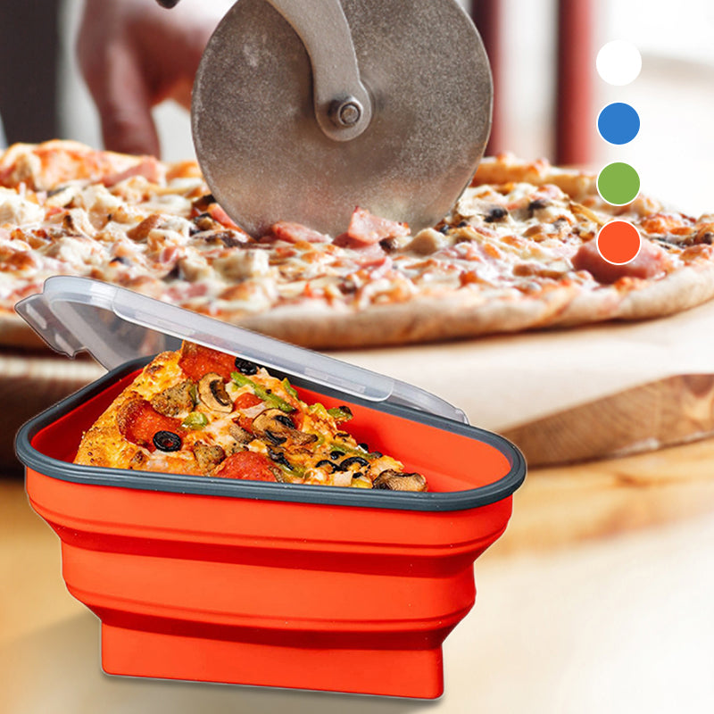 "Fällbar lufttät pizzabehållare i silikon, blå, sparar plats i kylen, fräsch förvaring av pizza, BPA-fritt material."