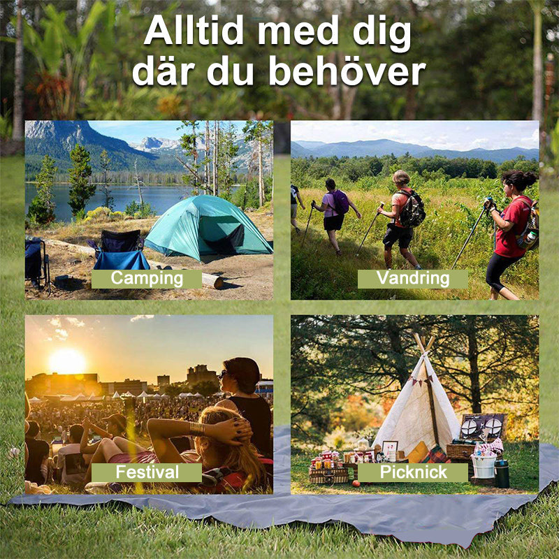 "Fällbar vattentät picknickmatta för utomhusbruk, kompakt design, mjuk yta i grönt och blått, perfekt för camping."